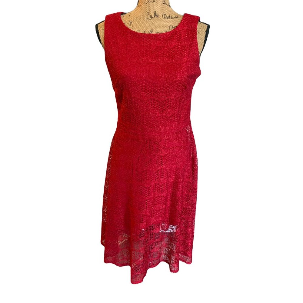 ✌️ 2/$40 ✌️ Red Lace Mid Length Sleeveless Dress sz 6
